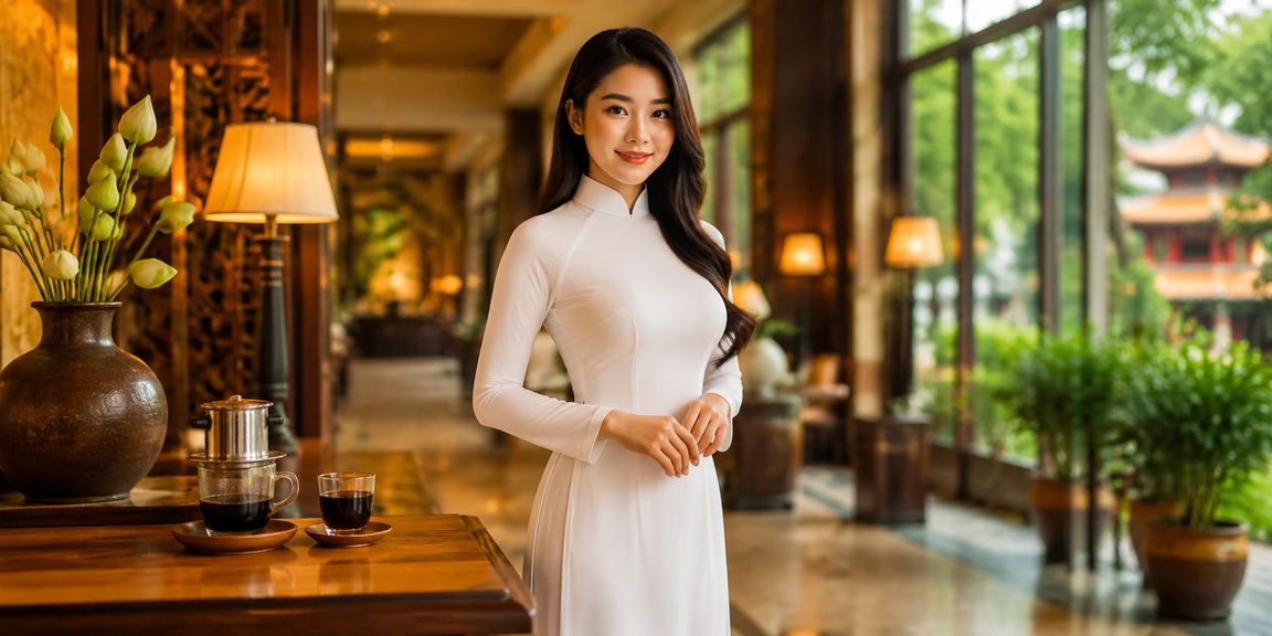 Không gian giải trí casino Hà Nội với áo dài truyền thống Việt Nam
