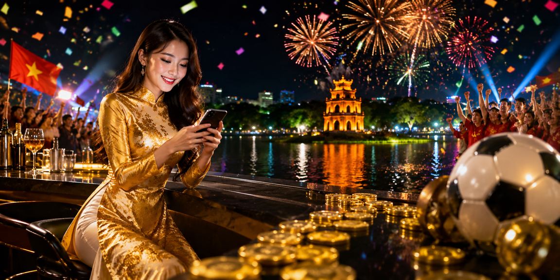 Người phụ nữ mặc áo dài tại Hà Nội sử dụng điện thoại để truy cập giao diện cá cược di động