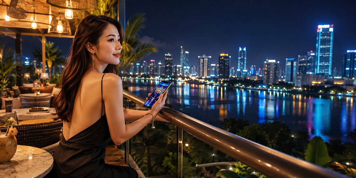 Người dùng tại Hà Nội theo dõi kết quả thể thao và kiểm tra cashback khuyến mãi qua điện thoại tại quán cà phê